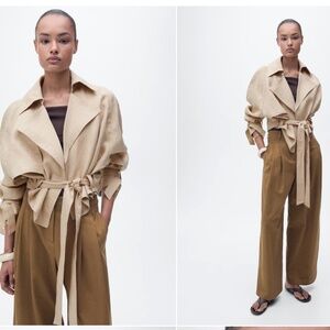 MNG Linen Jacket With Belt Medium